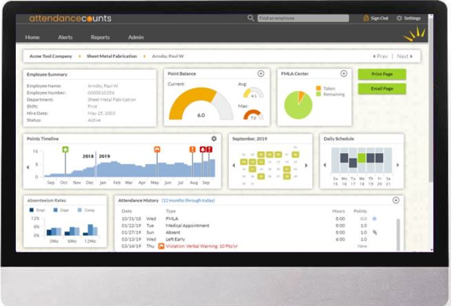 screenshot of Attendance Counts